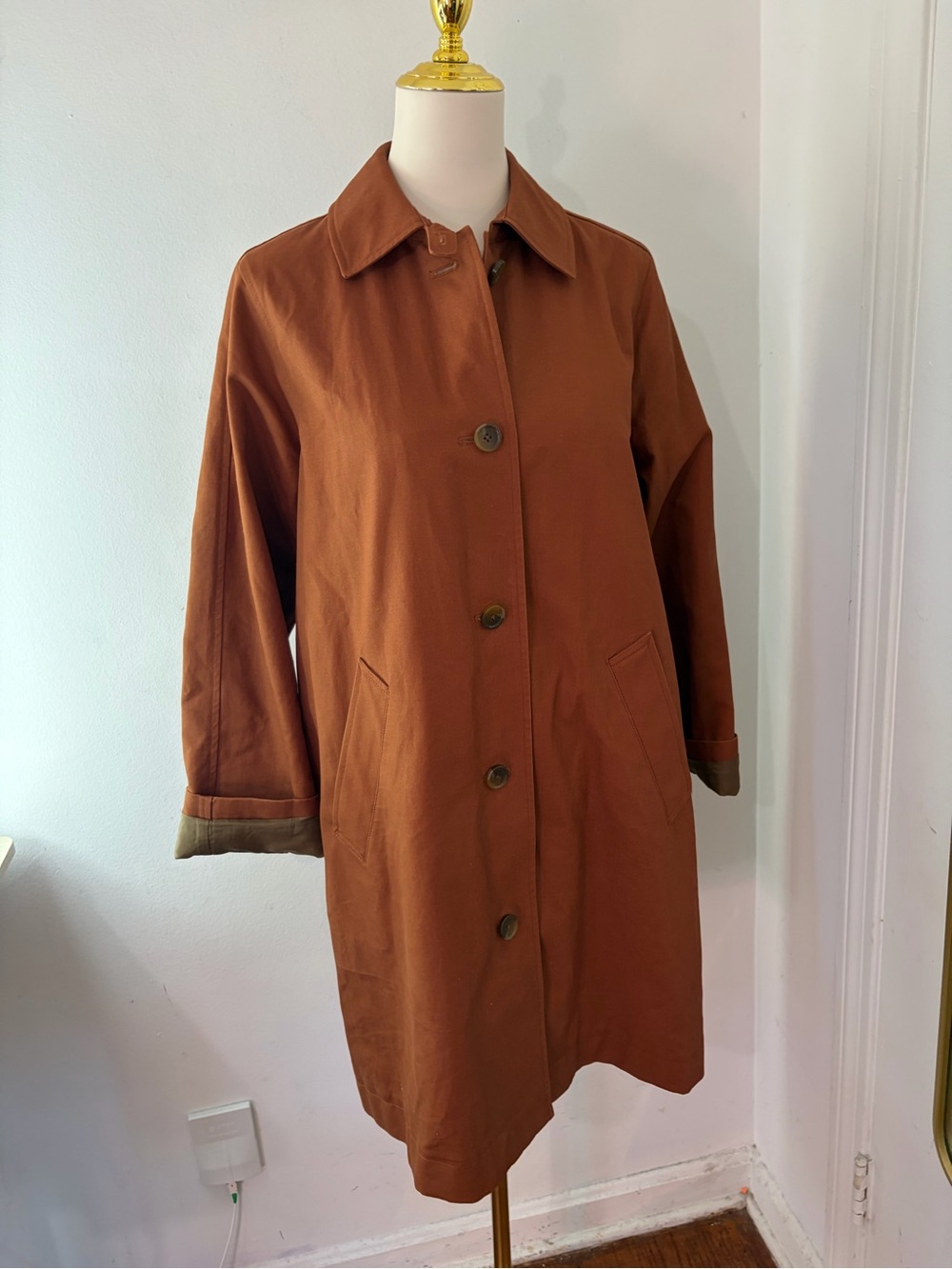 Classic Mac Cotton Everlane Women's Rust Brown Button-Front Coat